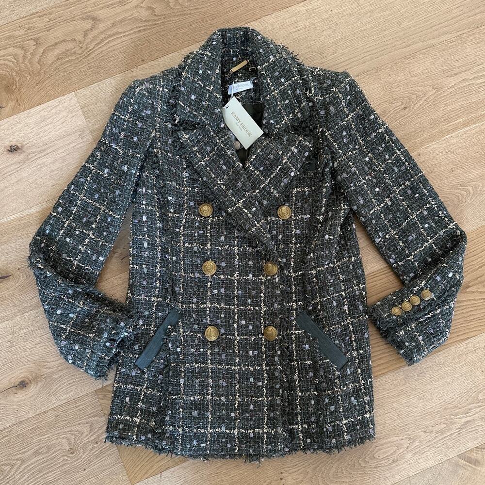 Ramey Brook - Marsha Tweed Blazer in Green & Gold
